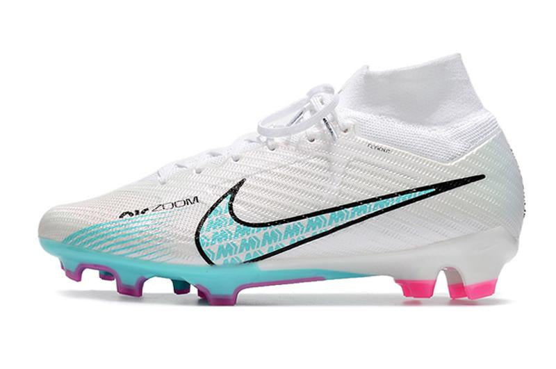 Chuteira Nike Air Zoom Mercurial Superfly IX Elite Campo - Branco e Azul