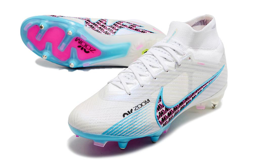 Chuteira Nike Mercurial Superfly IX Elite SG Campo - Azul e Branco